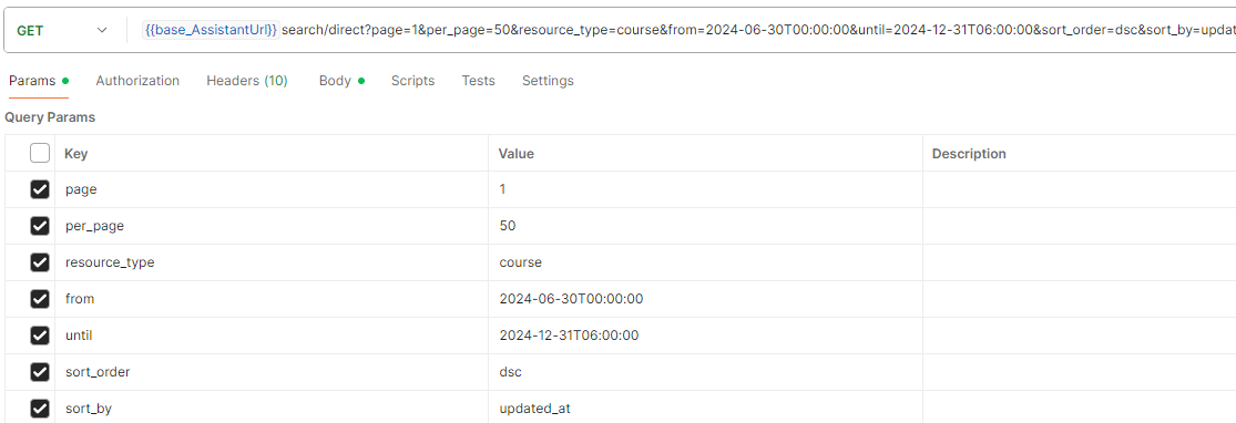 Postman full text query